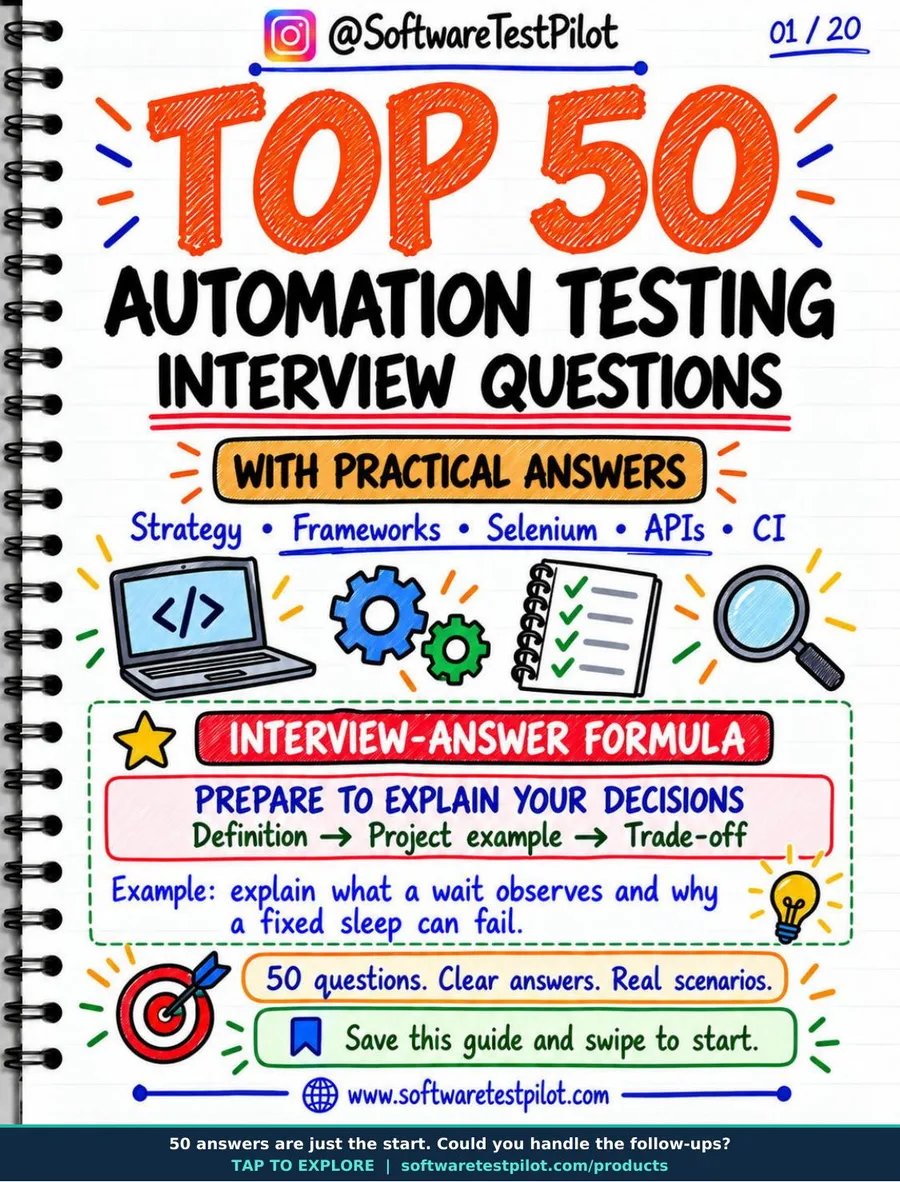 First-page preview of Top 50 Automation Testing Interview Questions