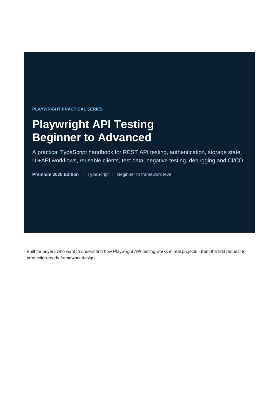 First-page preview of Playwright API Testing — Beginner to Advanced
