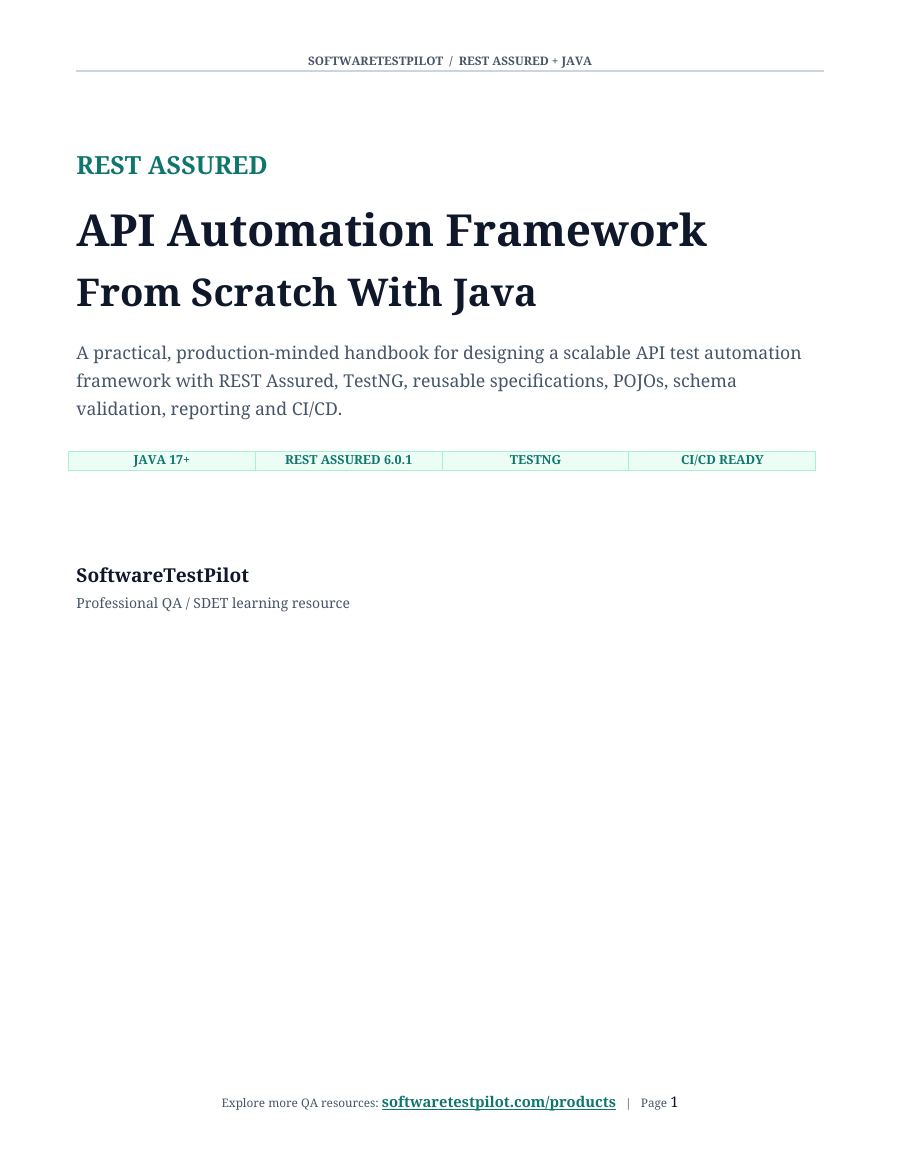First-page preview of API Automation Framework From Scratch With REST Assured