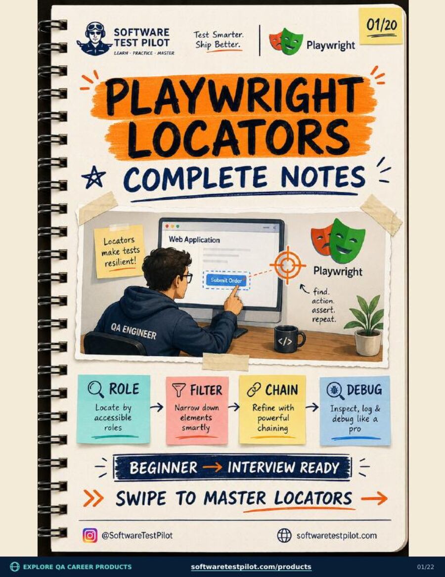 Playwright Locators Complete Notes cover page