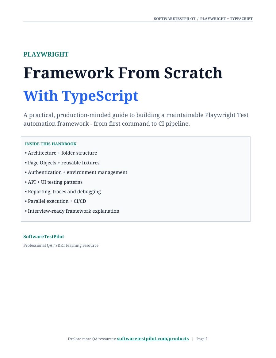 First-page preview of Playwright Framework From Scratch With TypeScript