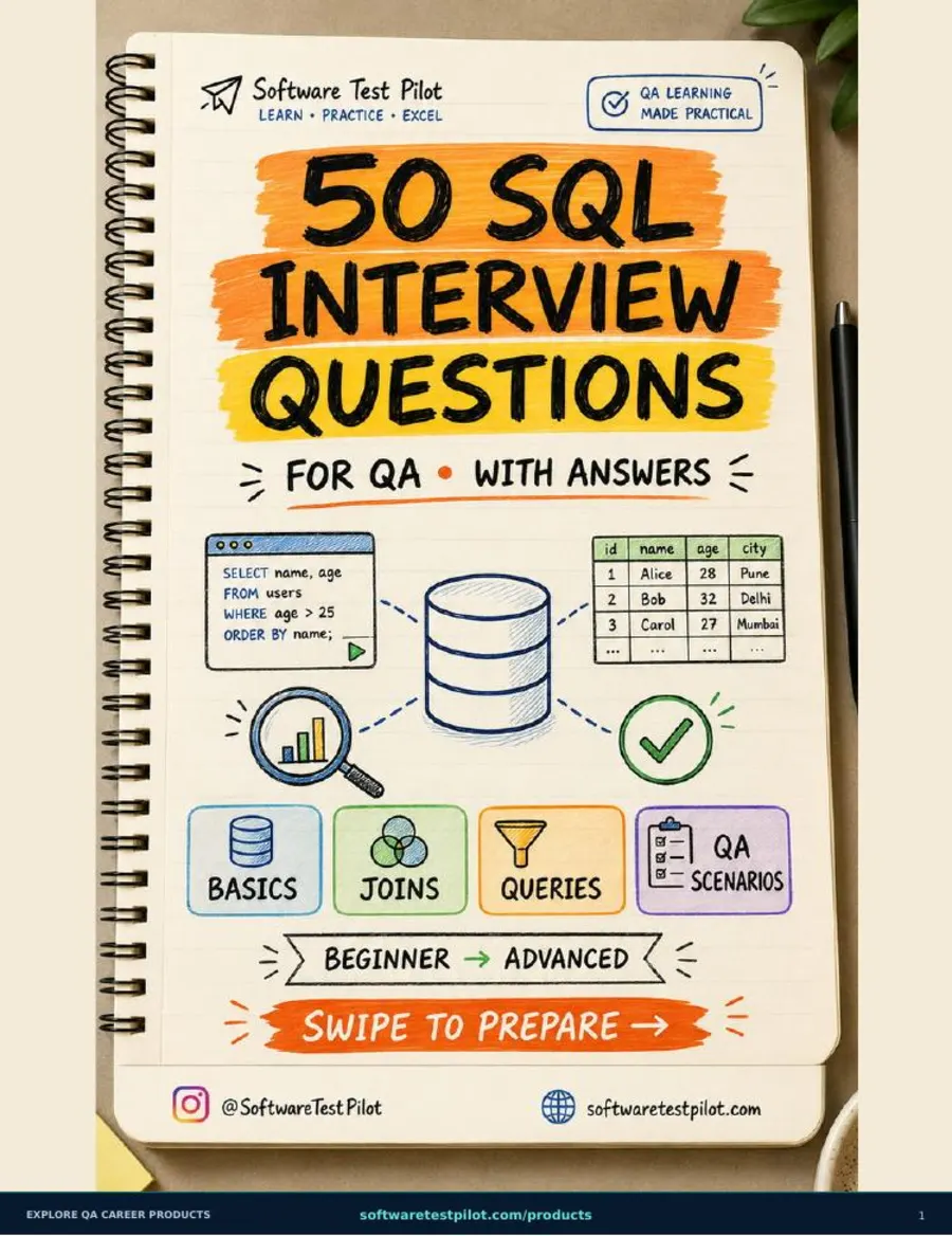 50 SQL Interview Questions for QA cover page