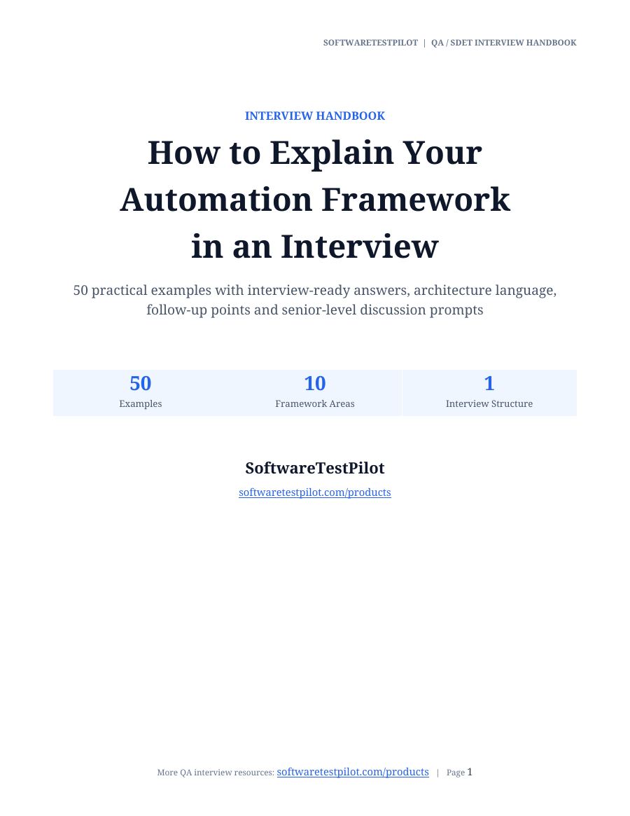 First-page preview of How to Explain Your Automation Framework in an Interview: 50 Examples