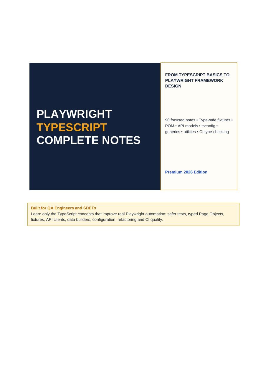 First-page preview of Playwright TypeScript Complete Notes