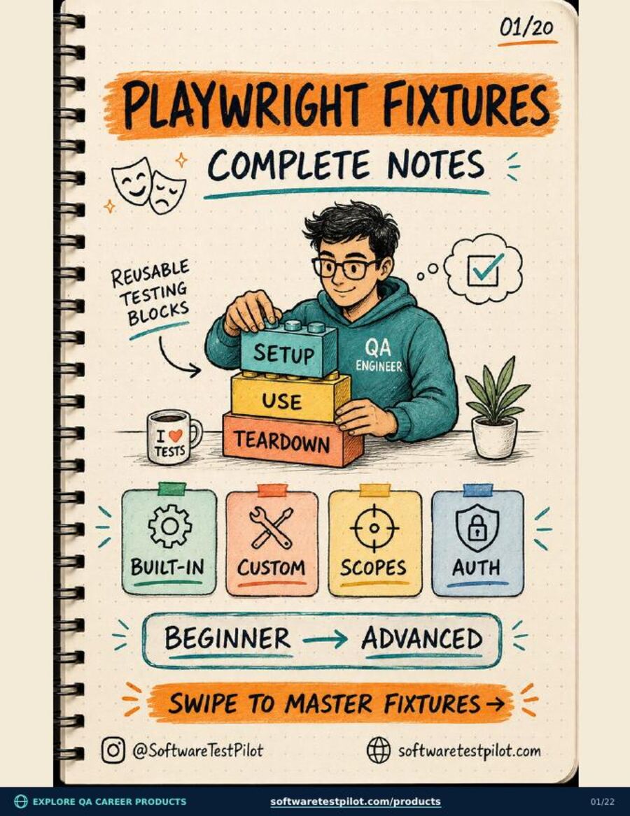 Playwright Fixtures Complete Notes cover page