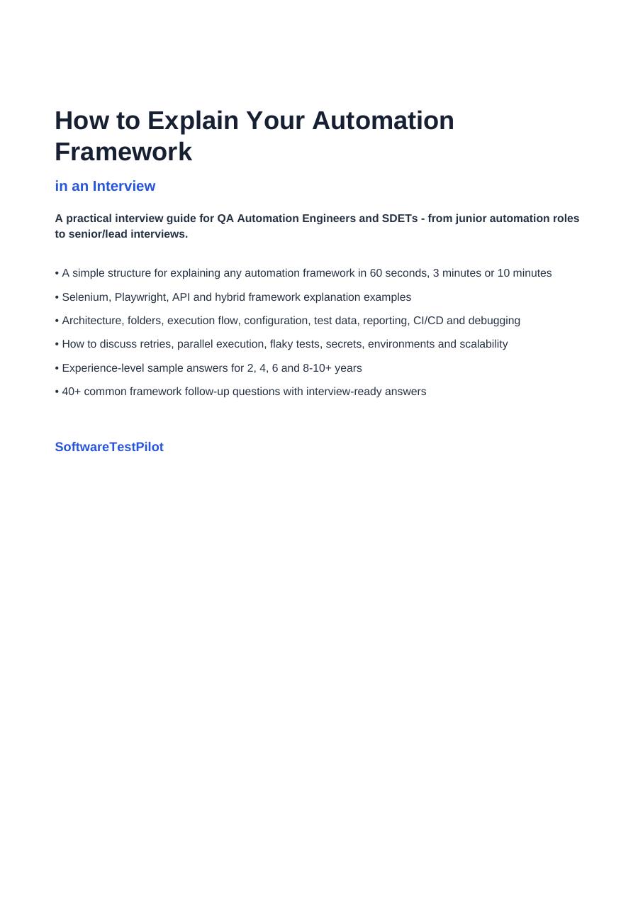First-page preview of How to Explain Your Automation Framework in an Interview
