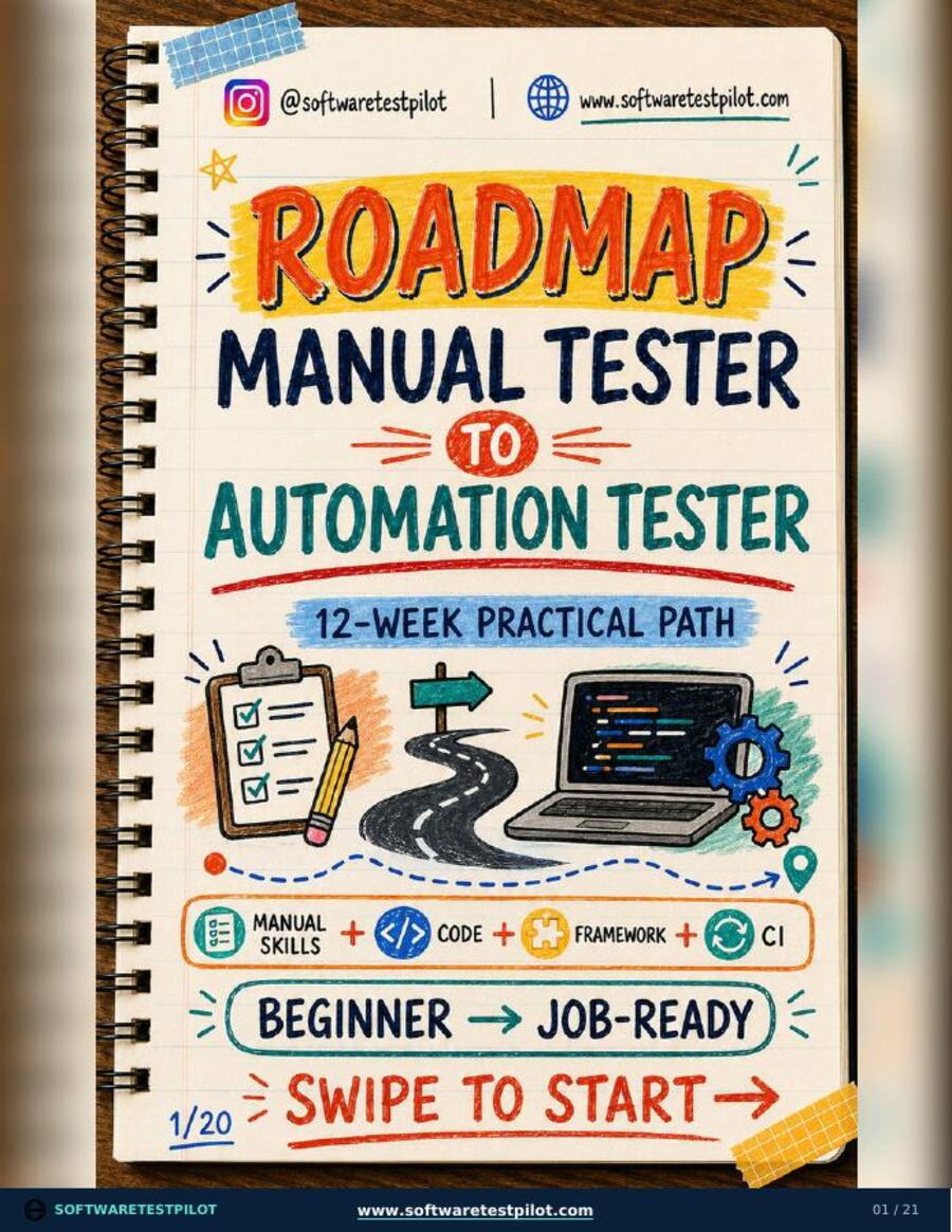 First page preview of Manual Tester to Automation Tester Roadmap