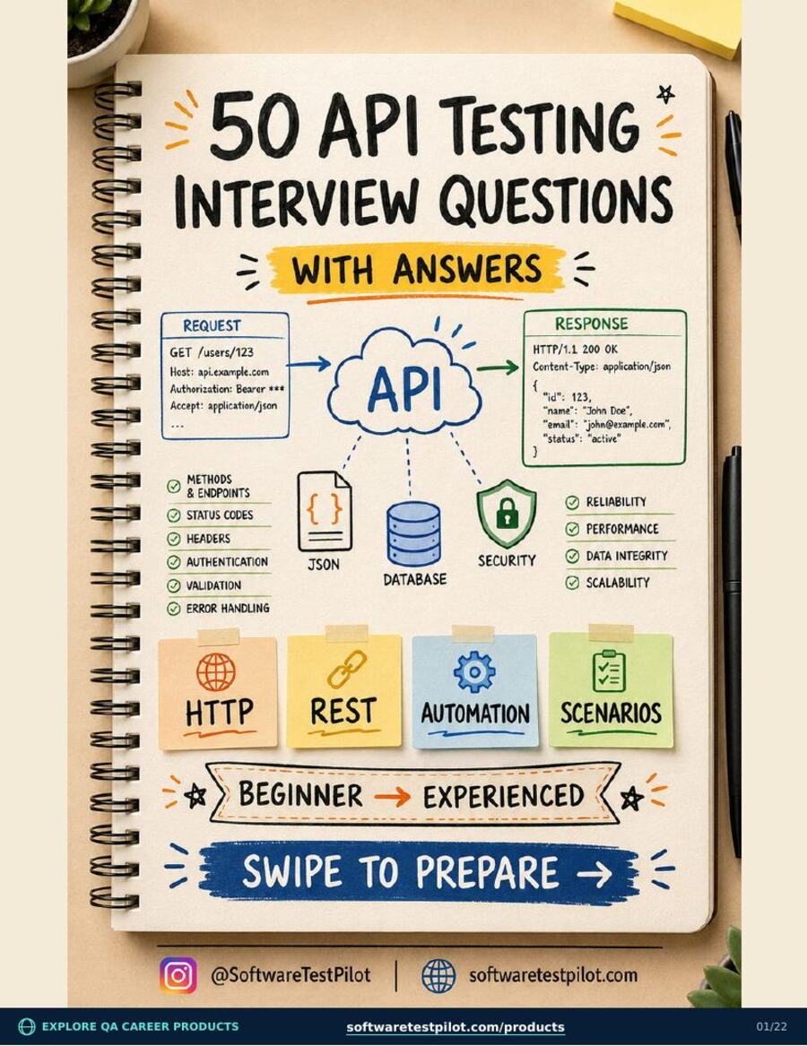 50 API Testing Interview Questions cover page