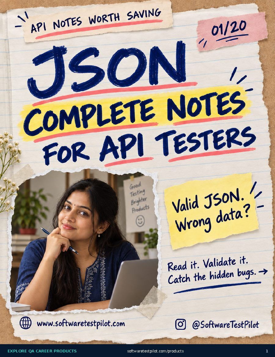 First-page preview of JSON Complete Notes for API Testers