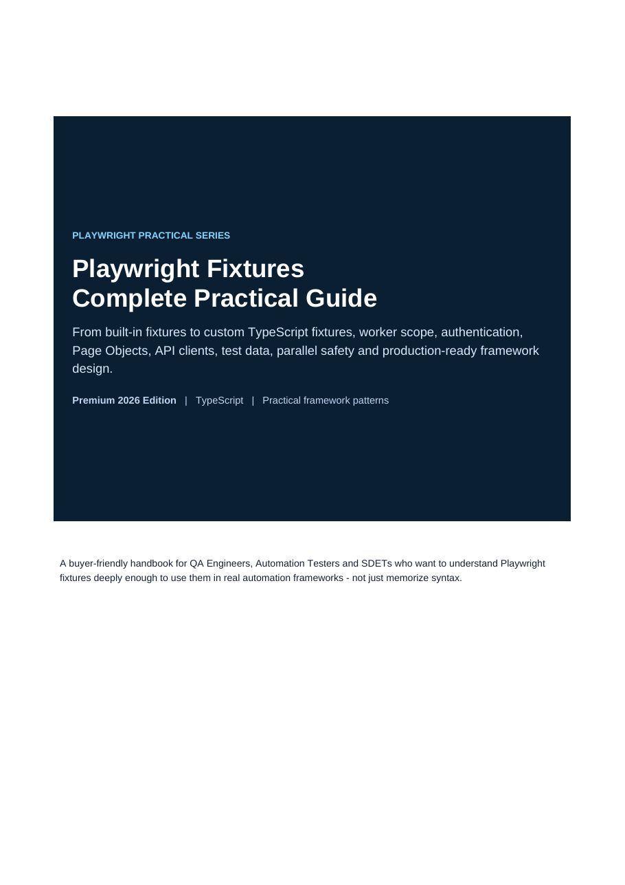 First-page preview of Playwright Fixtures Complete Practical Guide