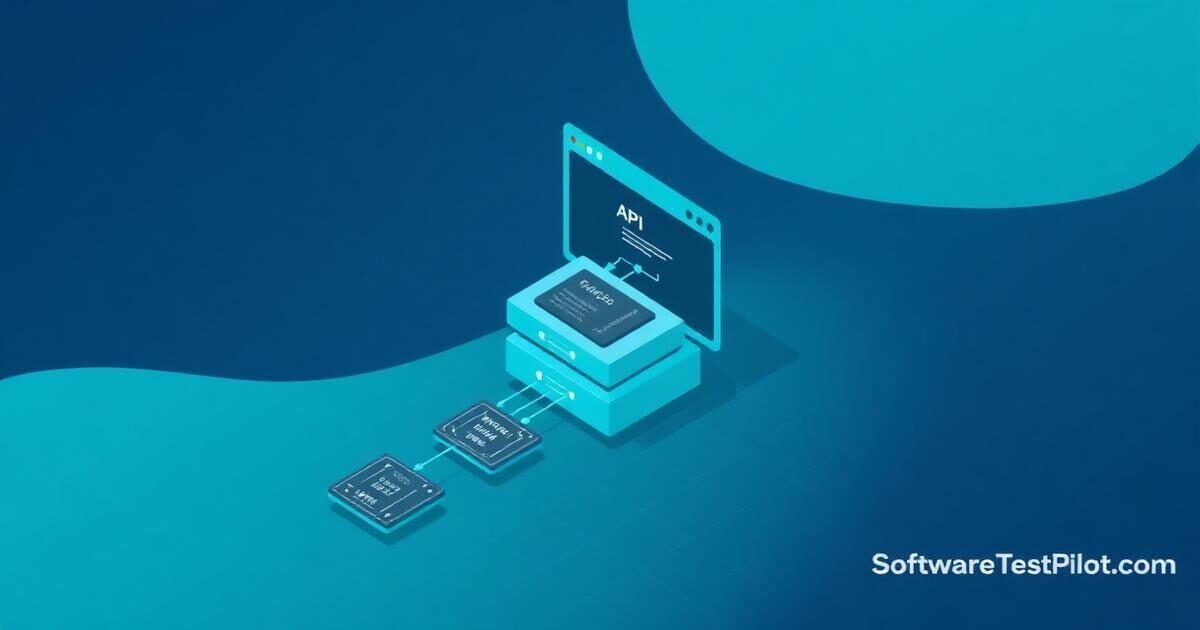 Free API mock testing tools — flat editorial illustration of a browser window connected to floating mock server cards labeled WireMock, MSW, MockServer, Prism and Hoverfly.