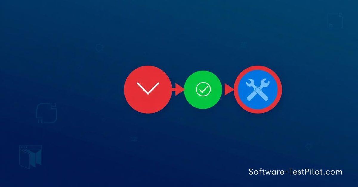 Test-Driven Development cover — flat editorial illustration of the red-green-refactor cycle with three connected circles.