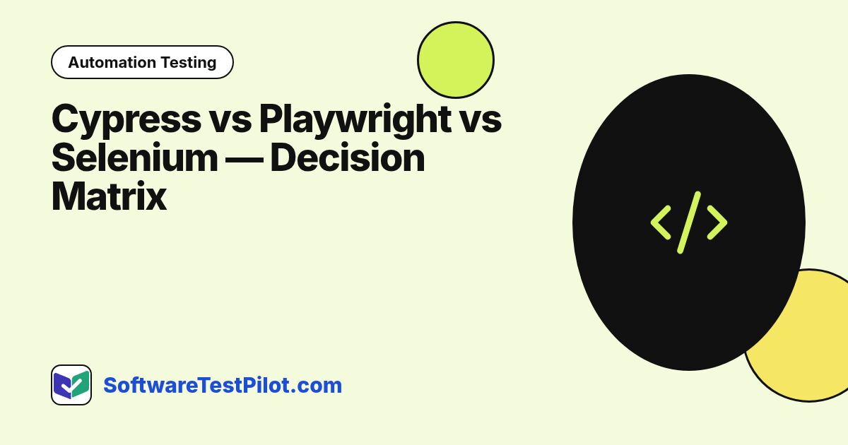 Cypress vs Playwright vs Selenium — 2026 Decision Matrix: Automation Testing article cover, SoftwareTestPilot.com