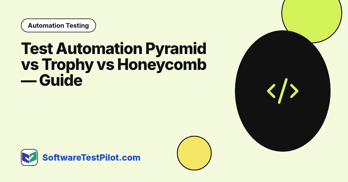 Test Automation Pyramid vs Trophy vs Honeycomb — 2026 Guide: Automation Testing article cover, SoftwareTestPilot.com