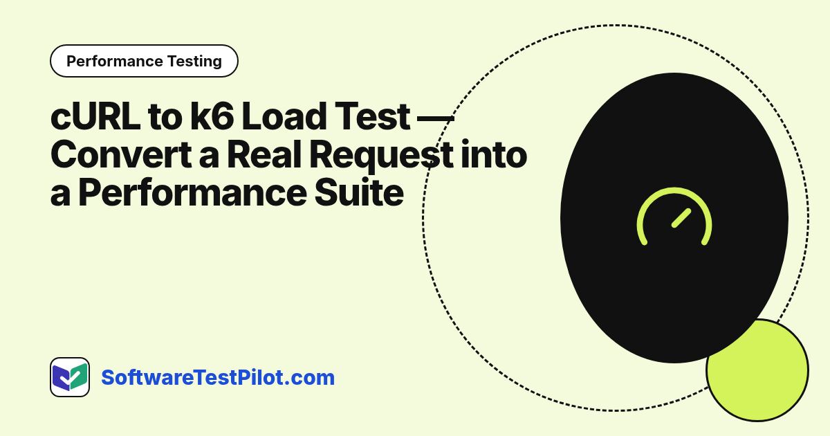 cURL to k6 Load Test — Convert a Real Request into a Performance Suite: Performance Testing article cover, SoftwareTestPilot.com