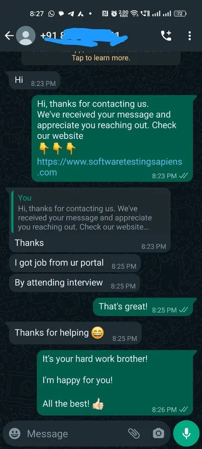 SoftwareTestPilot QA Interview Kit review WhatsApp